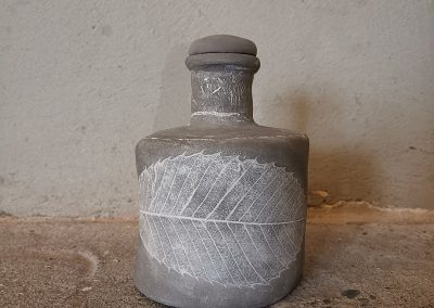 Mini-urn keramiek kastanjeblad